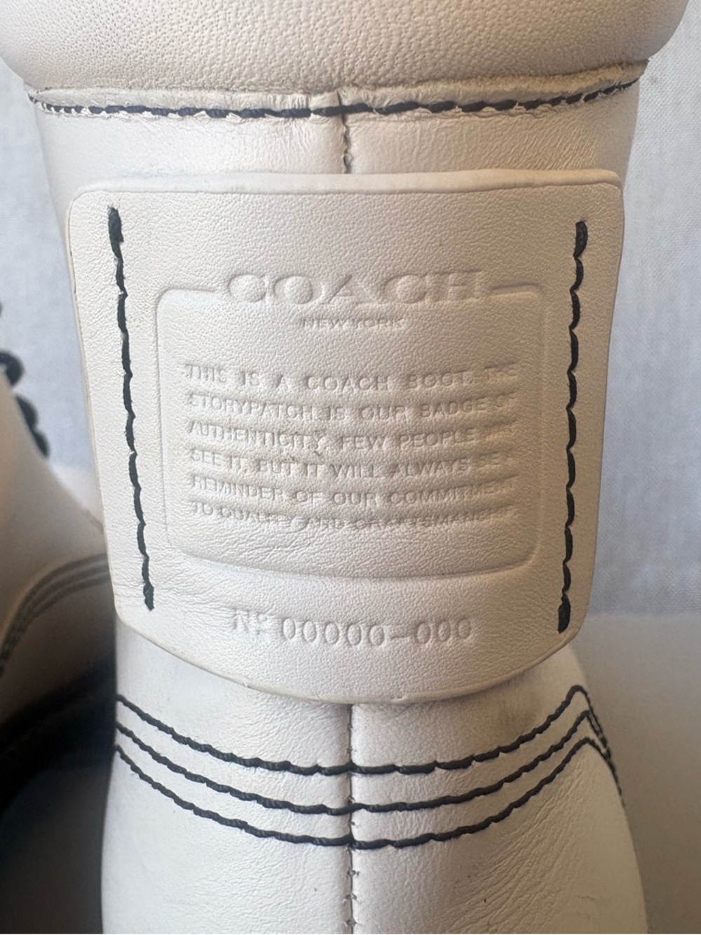 Coach White Leather Combat Boots with Black Laces - Picture 6 of 16
